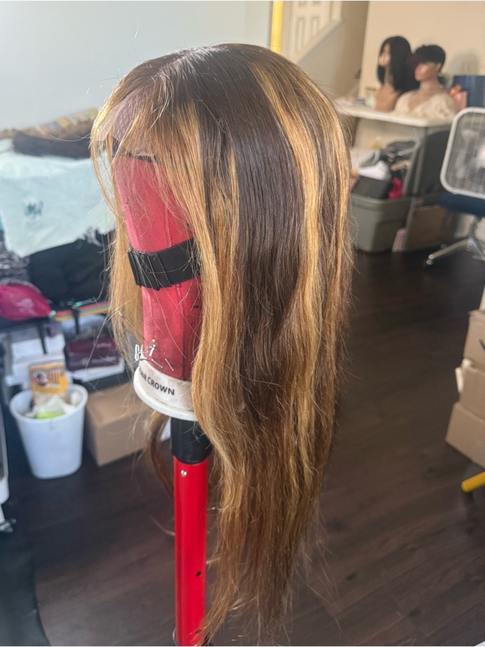 Brown and Honey Blonde Ombre 100% human hair straight wig